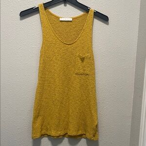 Karlie Mustard Yellow Textured Knit Tank Top Women's Small